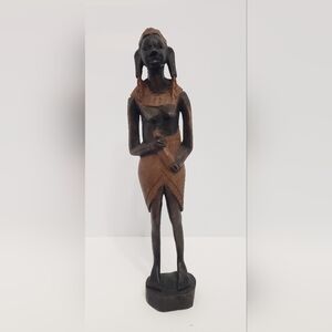 African Tribal Female Handcrafted Wooden Figurine Lightweight